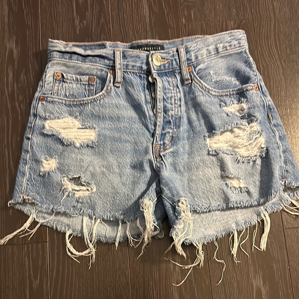 Aeropostale Blue Jean Shorts Distressed Raw Hem